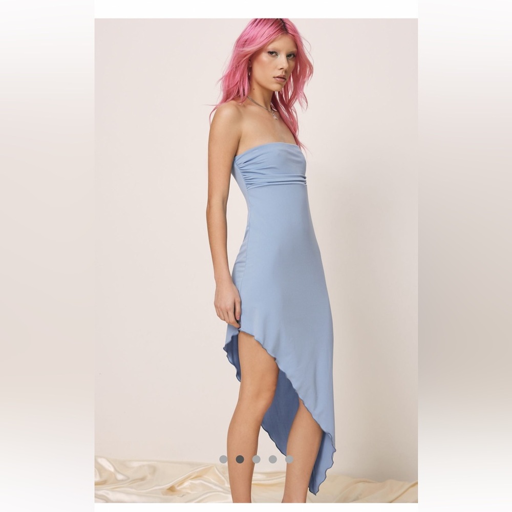Urban Outfitters blue asymmetrical strapless dress